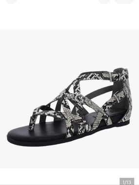 GBG Los Angeles Snakeskin Sandals - Black and White Size 8